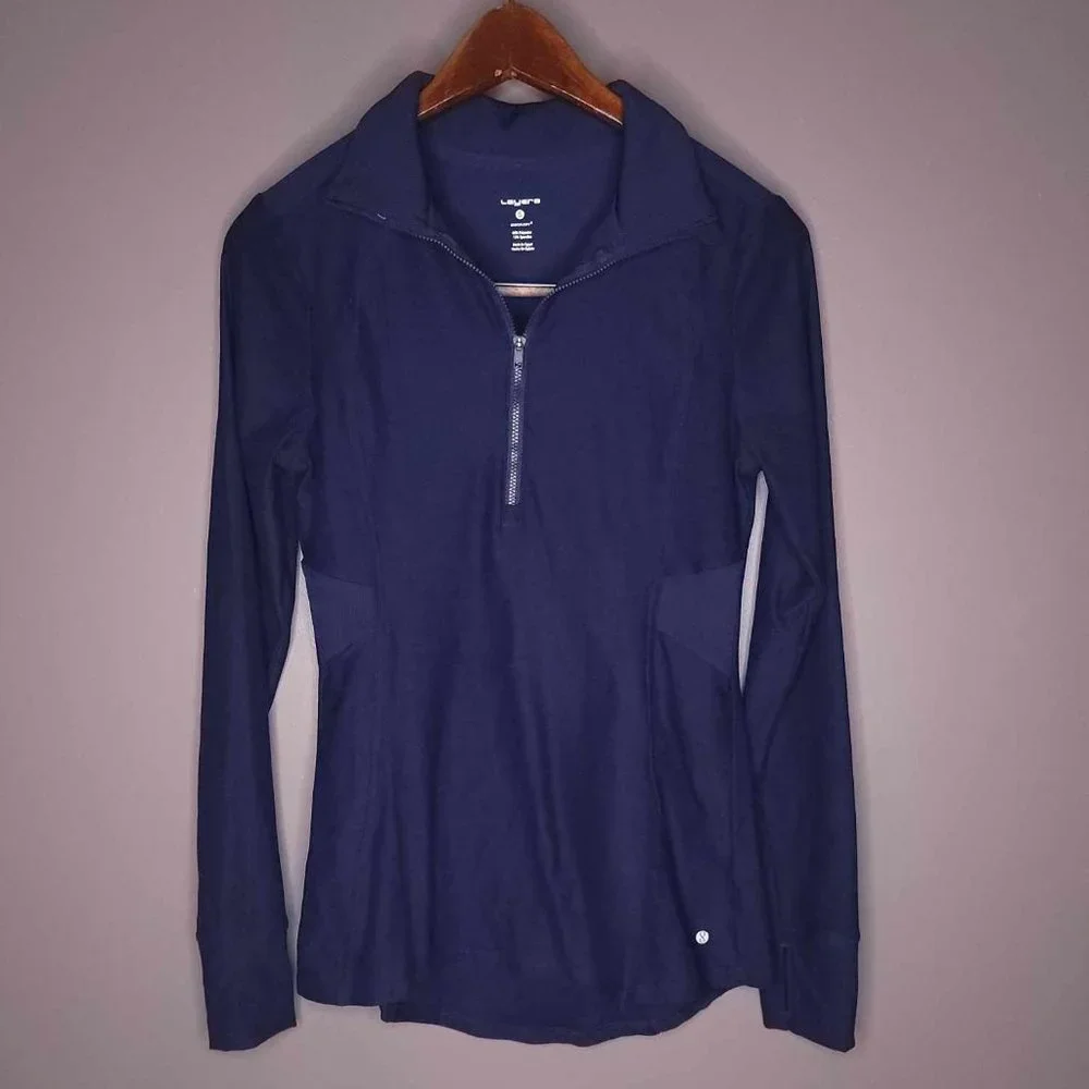 Layer 8 Women's Small Quick-Dry Pullover Top 1/2 Zip, Navy Blue